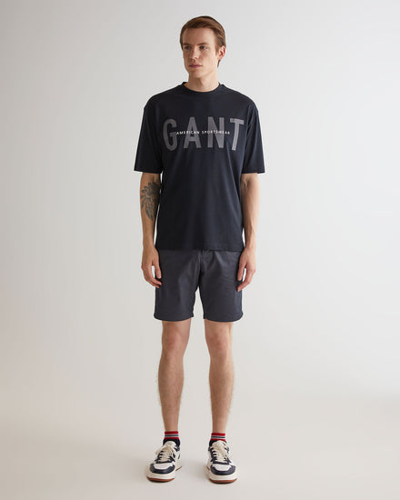 T-shirt męski z nadrukiem i okrągłym kołnierzykiem oversize fit
