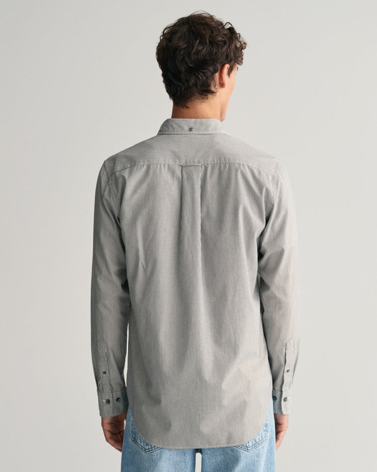 Koszula męska w paski z długim rękawem regular fit czarna