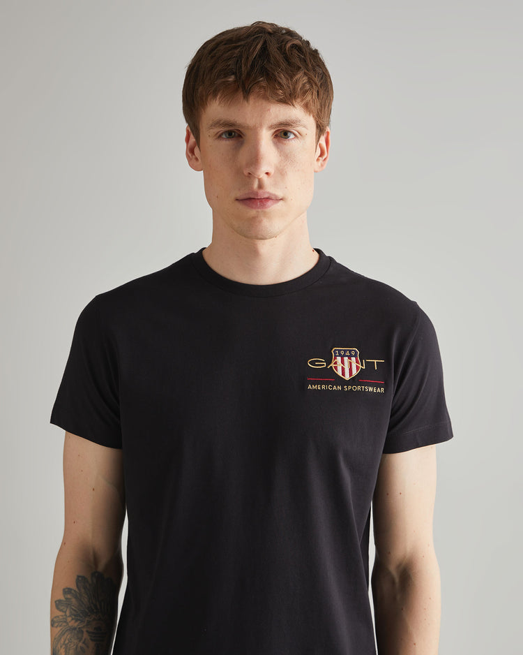 Bawełniany t-shirt męski z nadrukiem okrągły kołnierzyk regular fit