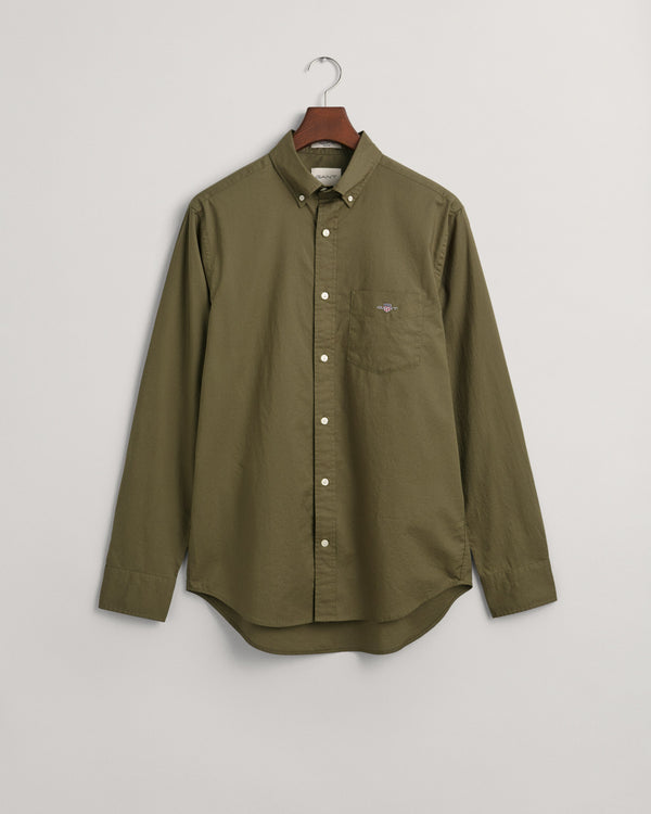 Bawełniana koszula męska z długim rękawem regular fit zielona