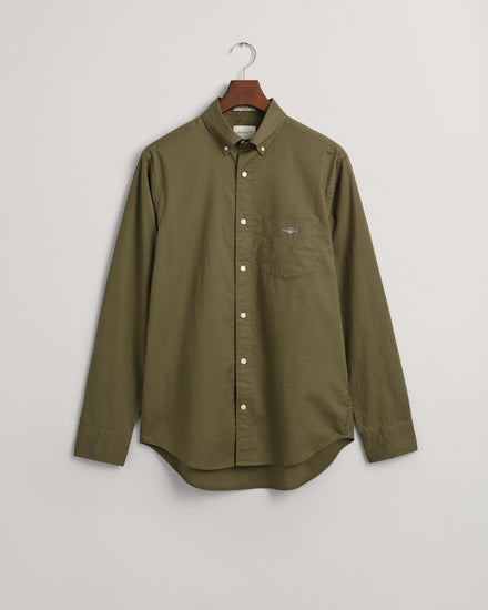 Bawełniana koszula męska z długim rękawem regular fit zielona