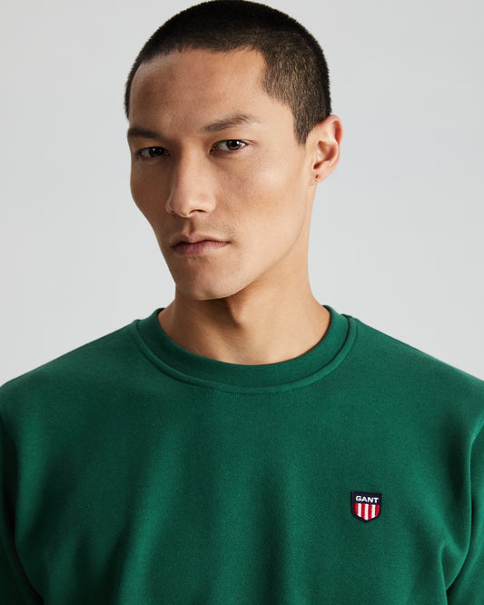 Bawełniana bluza męska z okrągłym kołnierzykiem regular fit zielona