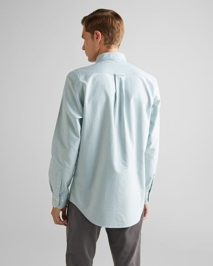 Bawełniana koszula męska w paski z długim rękawem regular fit