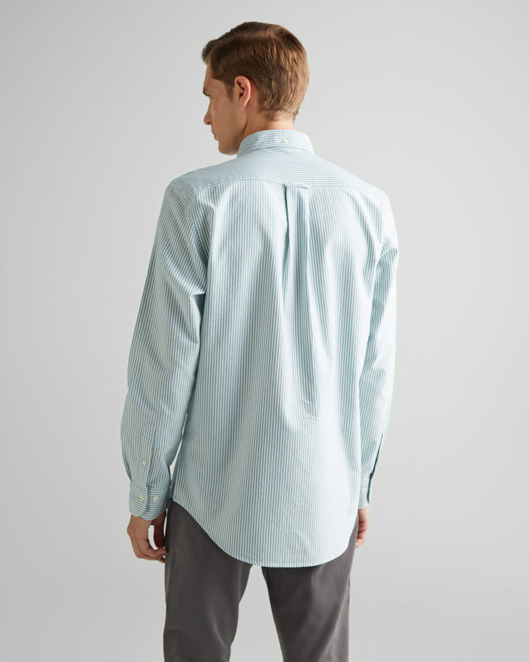 Bawełniana koszula męska w paski z długim rękawem regular fit