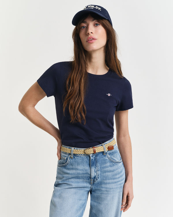 Koszulka damska z okrągłym dekoltem regular fit granatowa