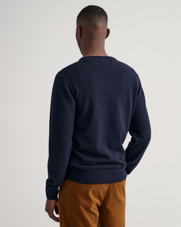 Męski lekki sweter z wełny jagnięcej z okrągłym dekoltem