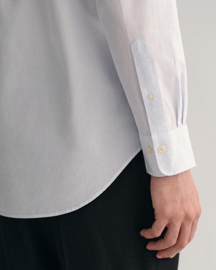 Koszula męska w paski z długim rękawem regular fit niebieska