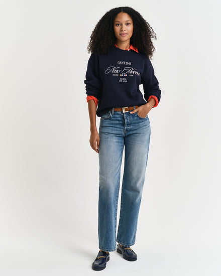 Bluza damska z nadrukiem i okrągłym kołnierzykiem relaxed fit