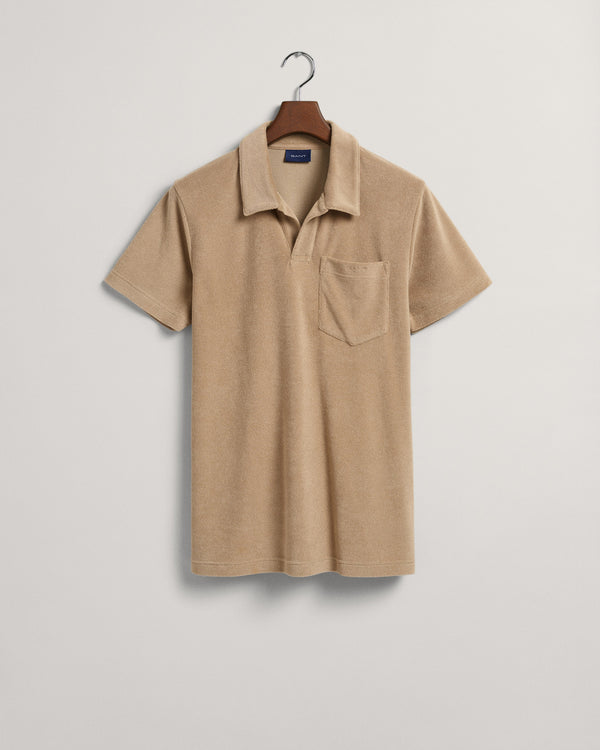 Polo męskie z krótkim rękawem regular fit beżowe