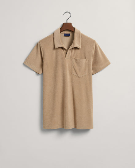 Polo męskie z krótkim rękawem regular fit beżowe