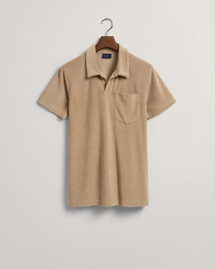 Polo męskie z krótkim rękawem regular fit beżowe