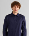 Koszulka polo męska z długim rękawem regular fit granatowa