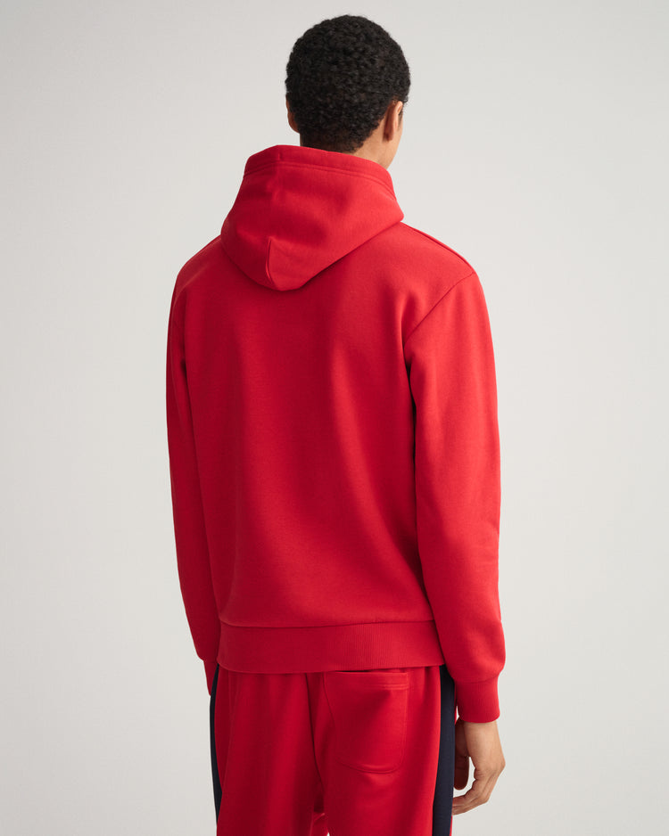 Męska czerwona bluza z kapturem o luźnym kroju z logo