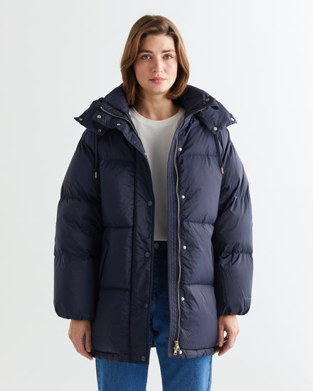 Kurtka damska z kapturem relaxed fit granatowa