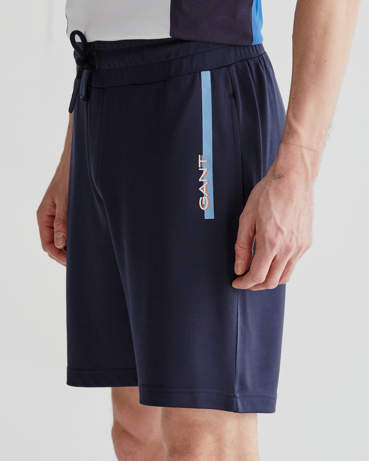 Szorty męskie z nadrukiem regular fit granatowe