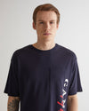 T-shirt męski z nadrukiem okrągły kołnierzyk regular fit granatowy