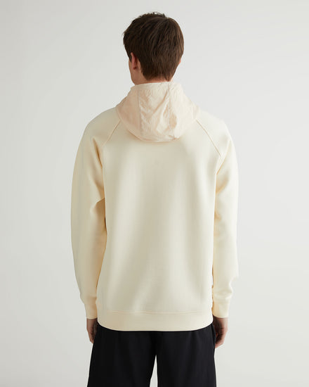 Bluza męska z kapturem z nadrukiem regular fit kremowa