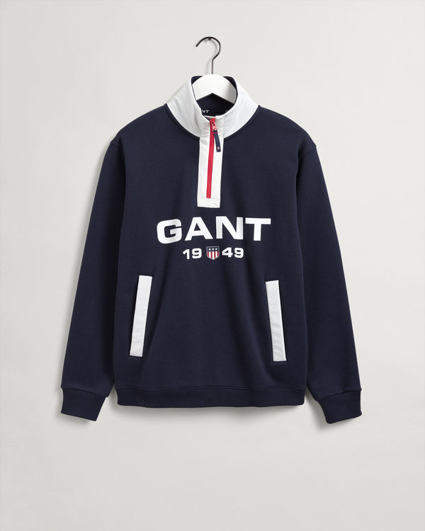 Męska granatowa bluza half zip z logo o regularnym kroju