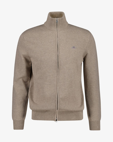 Sweter męski z zamkiem regular fit beżowy