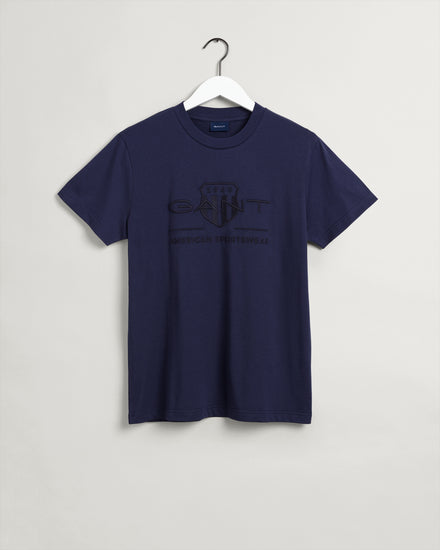 T-shirt męski z okrągłym dekoltem regular fit granatowy