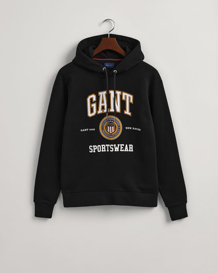 Bluza męska z nadrukiem z kapturem relaxed fit czarna