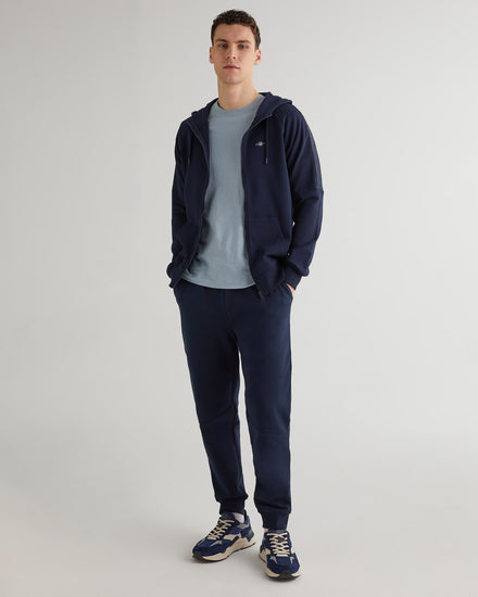 Bawełniana bluza męska z kapturem regular fit granatowa
