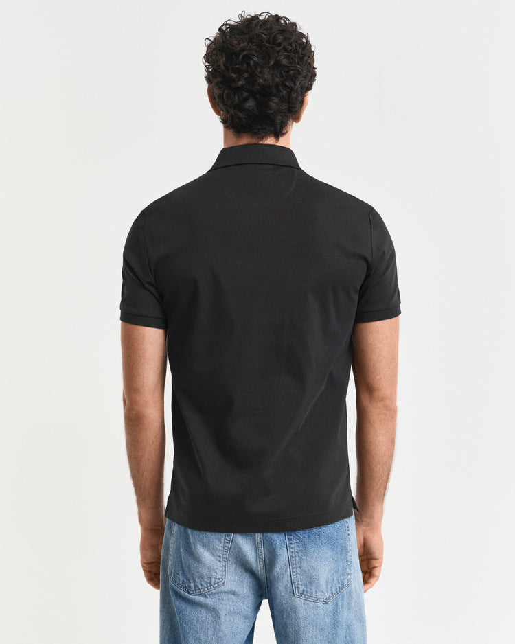 Polo męska z kołnierzykiem polo z krótkim rękawem slim fit czarna