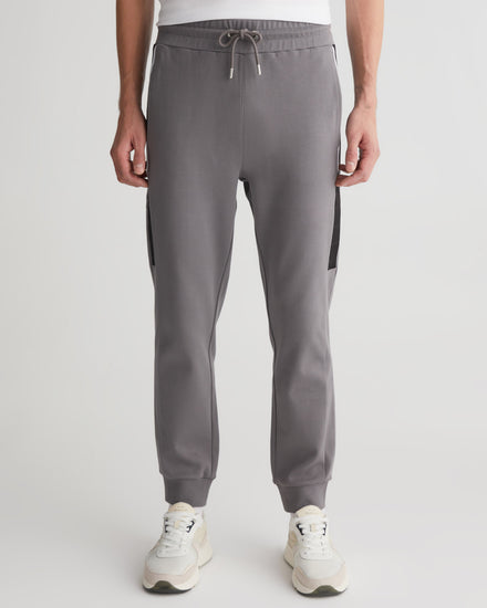 Bawełniane spodnie dresowe męskie z nadrukiem regular fit szare