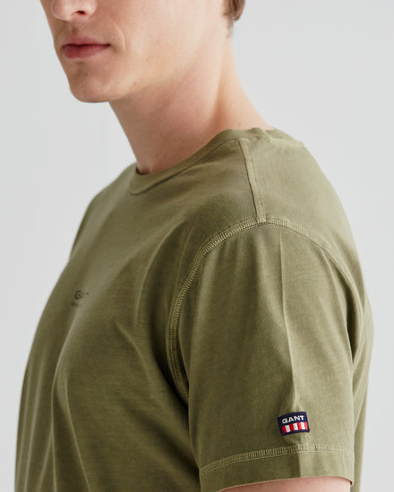 Bawełniany t-shirt męski z nadrukiem regular fit zielony