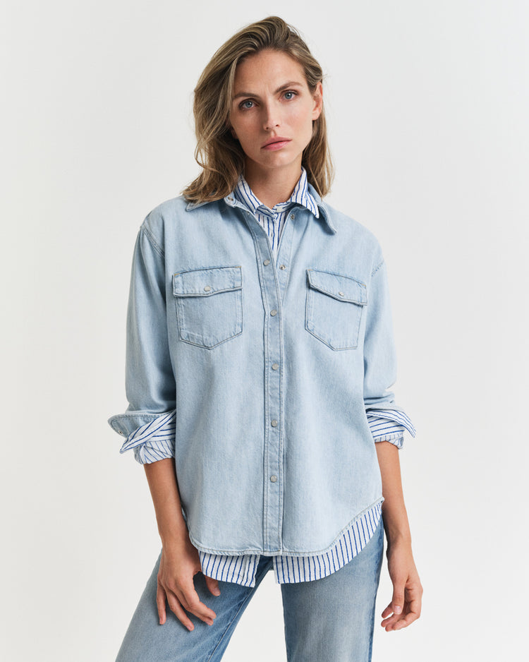 Koszula damska relaxed fit niebieska