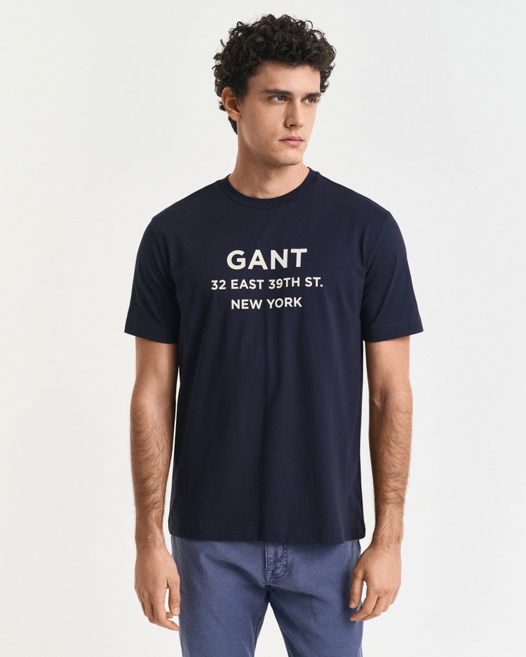Bawełniany t-shirt męski z nadrukiem okrągły kołnierzyk regular fit