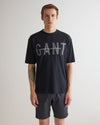 T-shirt męski z nadrukiem i okrągłym kołnierzykiem oversize fit