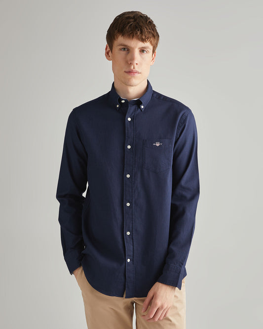 Bawełniana koszula męska z nadrukiem regular fit granatowa