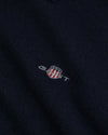 Sweter męski polo z długim rękawem regular fit granatowy