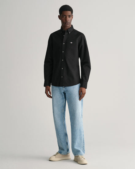 Koszula męska z długim rękawem slim fit czarna