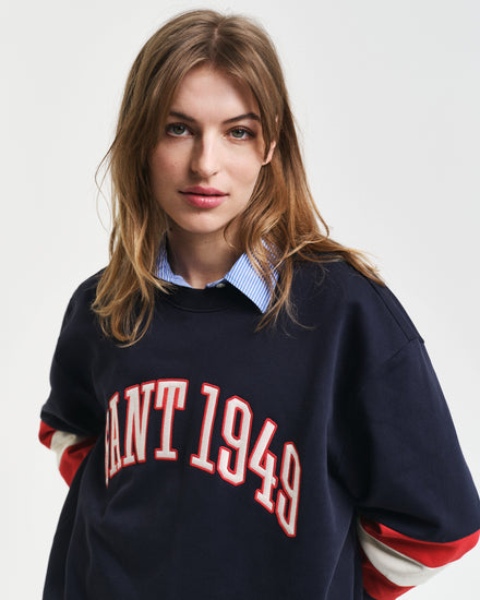 Bawełniana bluza męska okrągły kołnierzyk relaxed fit granatowa