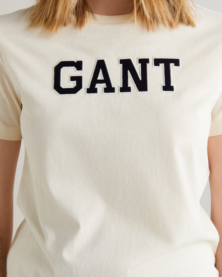 Bawełniany t-shirt damski z nadrukiem okrągły kołnierzyk regular fit