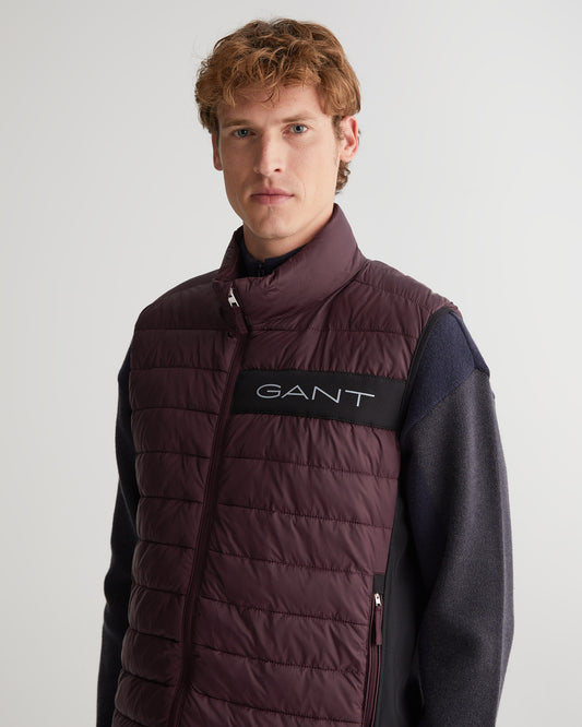 Bezrękawniki męskie z nadrukiem ze stójką regular fit bordowe