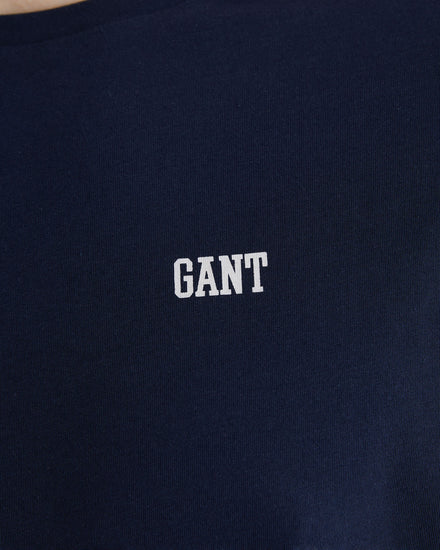 Bawełniany t-shirt męski okrągły kołnierzyk regular fit granatowy