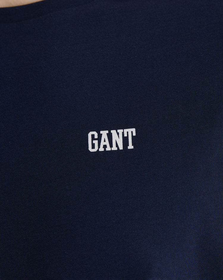 Bawełniany t-shirt męski okrągły kołnierzyk regular fit granatowy