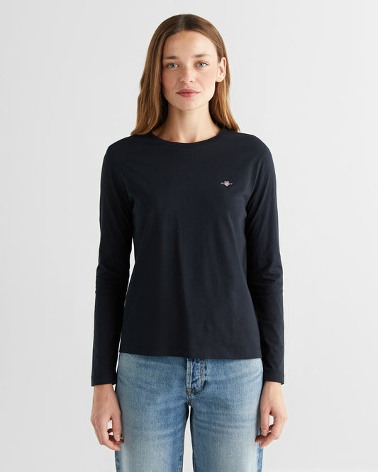 Koszulka damska z długim rękawem z okrągłym dekoltem regular fit