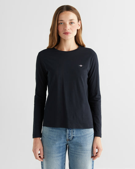 Koszulka damska z długim rękawem z okrągłym dekoltem regular fit