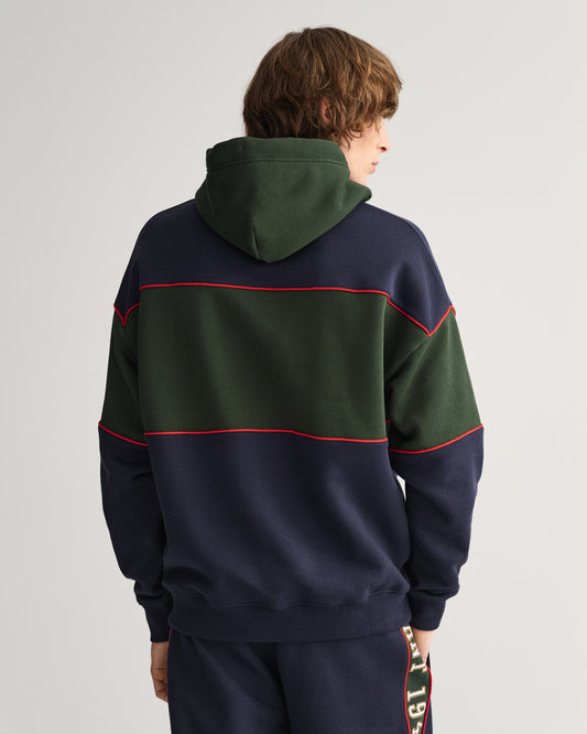 Bluza męska z kapturem z nadrukiem relaxed fit granatowa