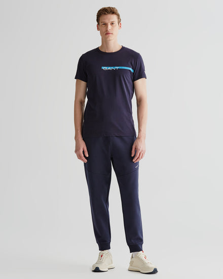 Bawełniany t-shirt męski z nadrukiem okrągły kołnierzyk regular fit