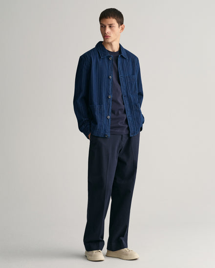 Bawełniany t-shirt męski z nadrukiem regular fit granatowy