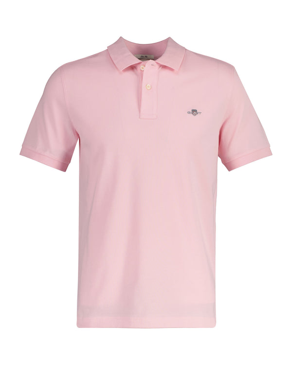 Bawełniana polo męska z krótkim rękawem slim fit różowa