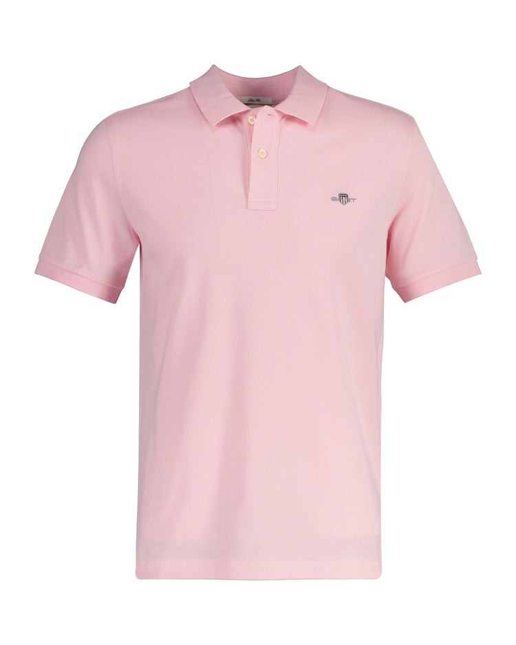 Bawełniana polo męska z krótkim rękawem slim fit różowa