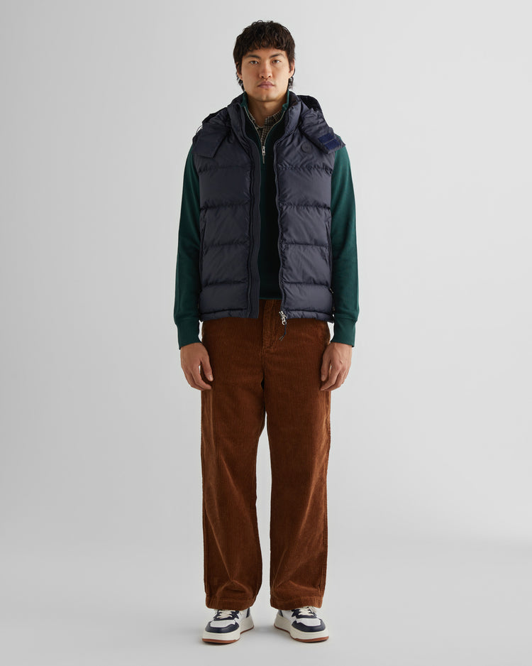 Bezrękawniki męskie z kapturem regular fit granatowe