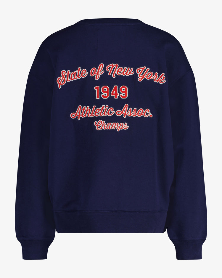 Damska granatowa bawełniana koszulka z naszywką frotte