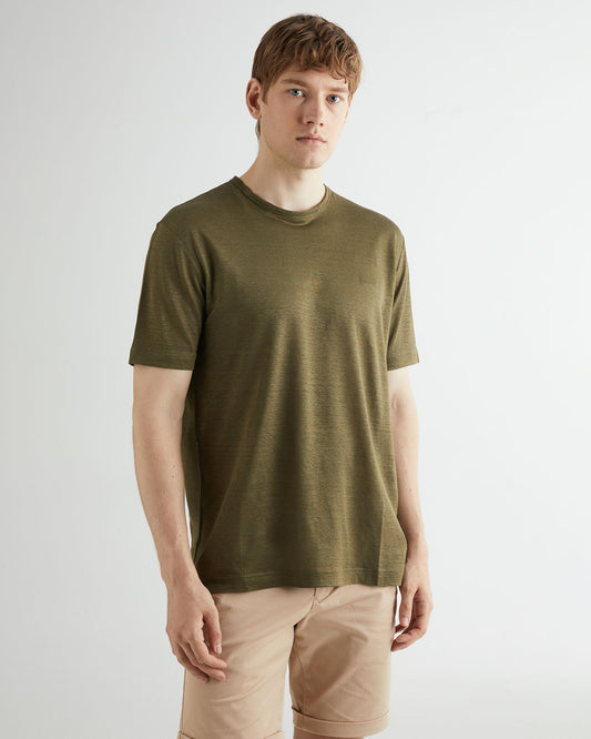 T-shirt męski z krótkim rękawem z okrągłym kołnierzykiem regular fit